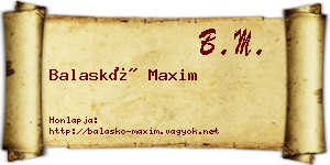 Balaskó Maxim névjegykártya